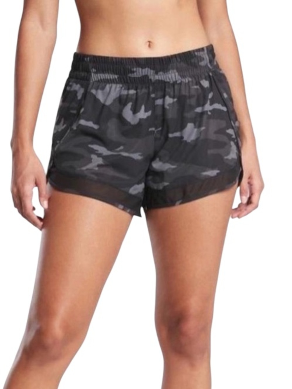 Athleta Printed Mesh Racer 4" Athletic Shorts